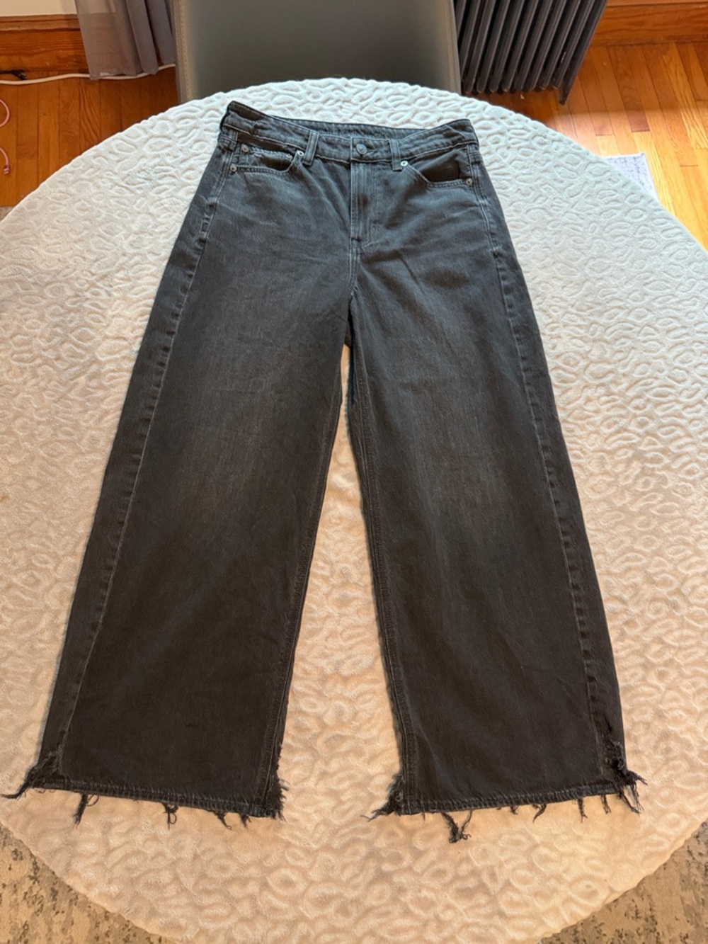 American Eagle Outfitters Black Wide-Leg High-Rise Jeans